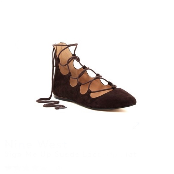 Nine West Sign Me Up Suede Lace-Up Flat - Picture 2 of 8